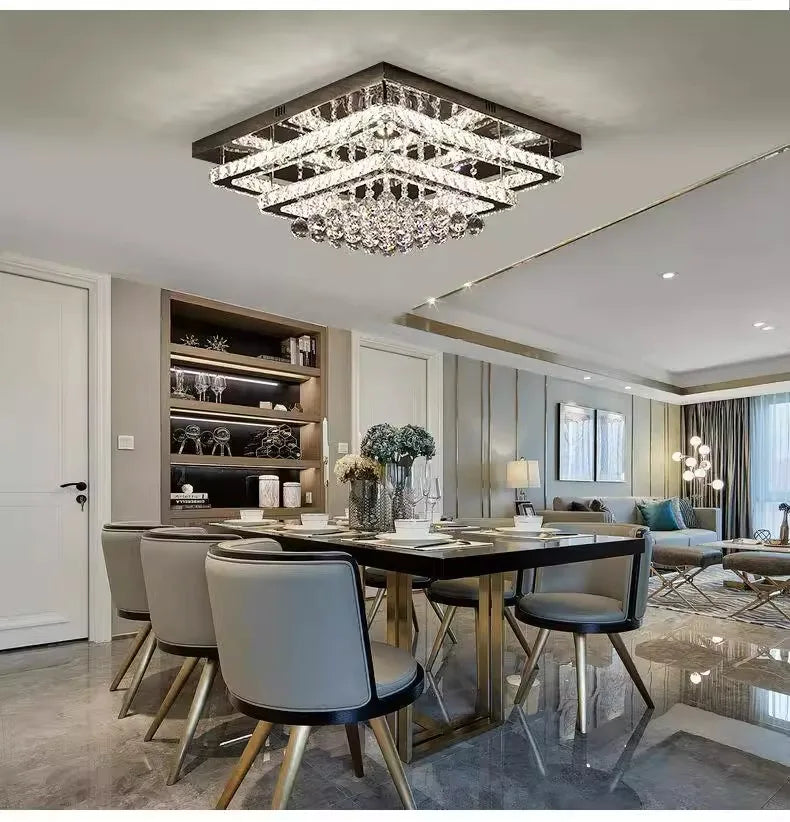 Modern K9 Crystal Flush Mount LED Chandelier