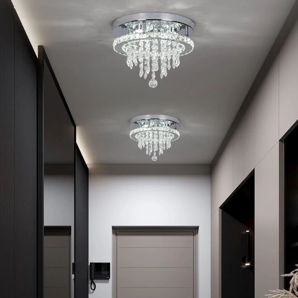Crystal Flush Mount LED Ceiling Chandelier