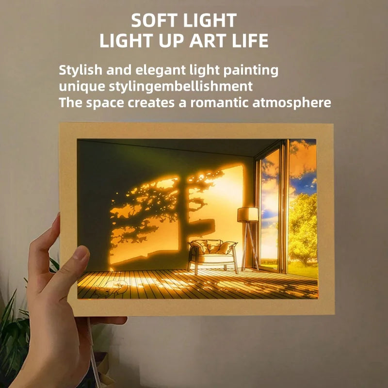 Modern LED Wall Art Light – 3 Color Dimming