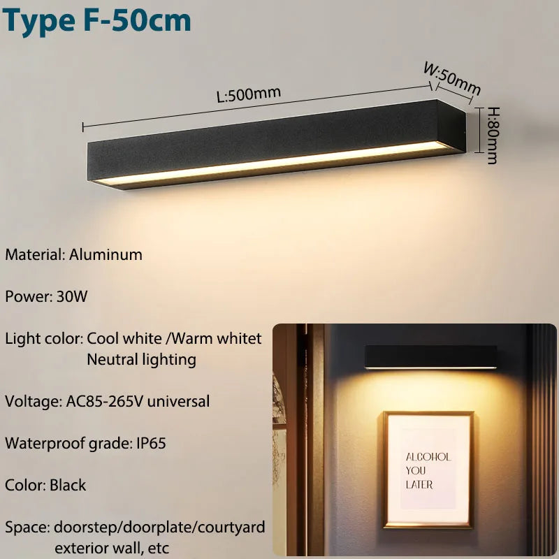 Aluminum LED Outdoor Porch Wall Sconce – IP65 Waterproof