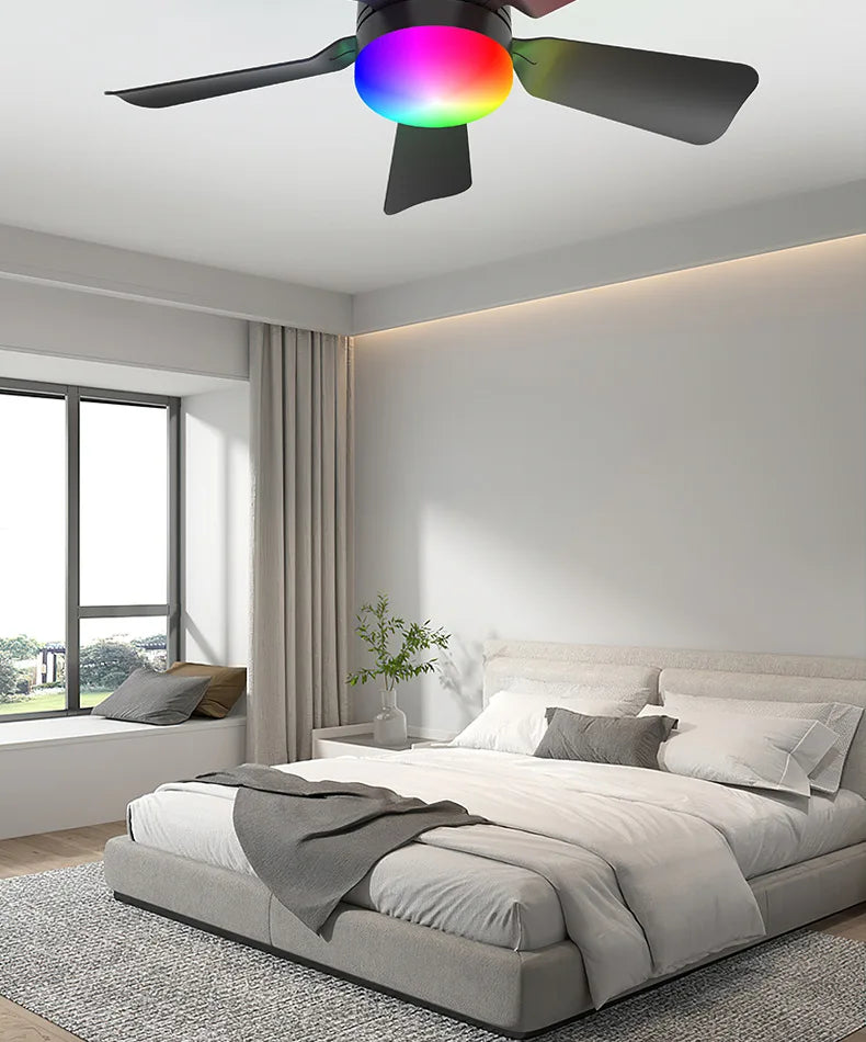 Low Profile RGB Ceiling Fan with Light & Remote Control