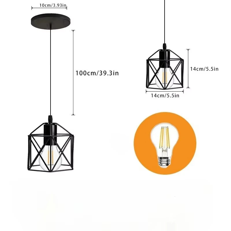 Vintage Industrial 3-Light Semi Flush Ceiling Pendant – Black