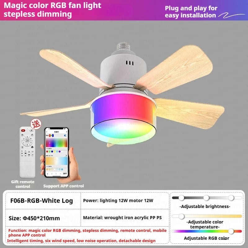 Low Profile RGB Ceiling Fan with Light & Remote Control