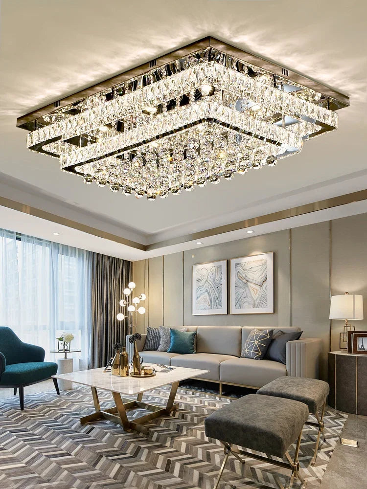 Modern K9 Crystal Flush Mount LED Chandelier