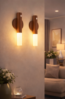 Rechargeable Motion Sensor Wooden Wall Night Light