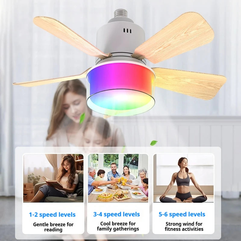 Low Profile RGB Ceiling Fan with Light & Remote Control