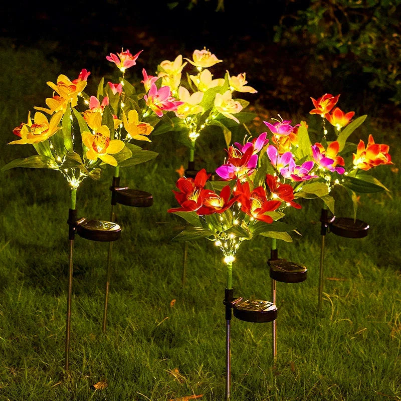 Solar LED Orchid Flower Garden Lights