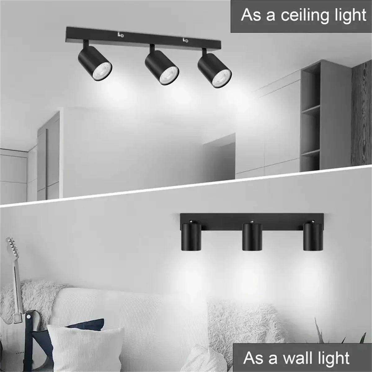 Modern GU10 LED Ceiling Light – Black