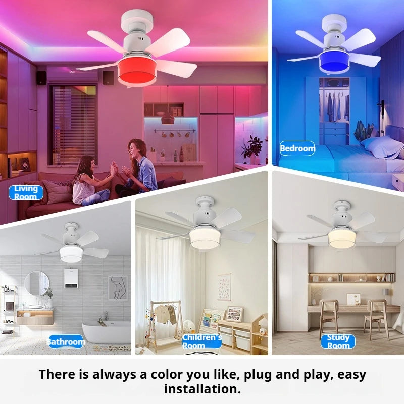 Low Profile RGB Ceiling Fan with Light & Remote Control