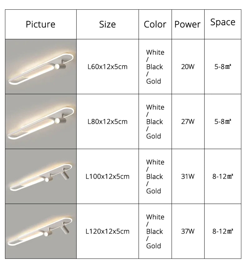 Minimalist LED Track Ceiling Light with Spotlights