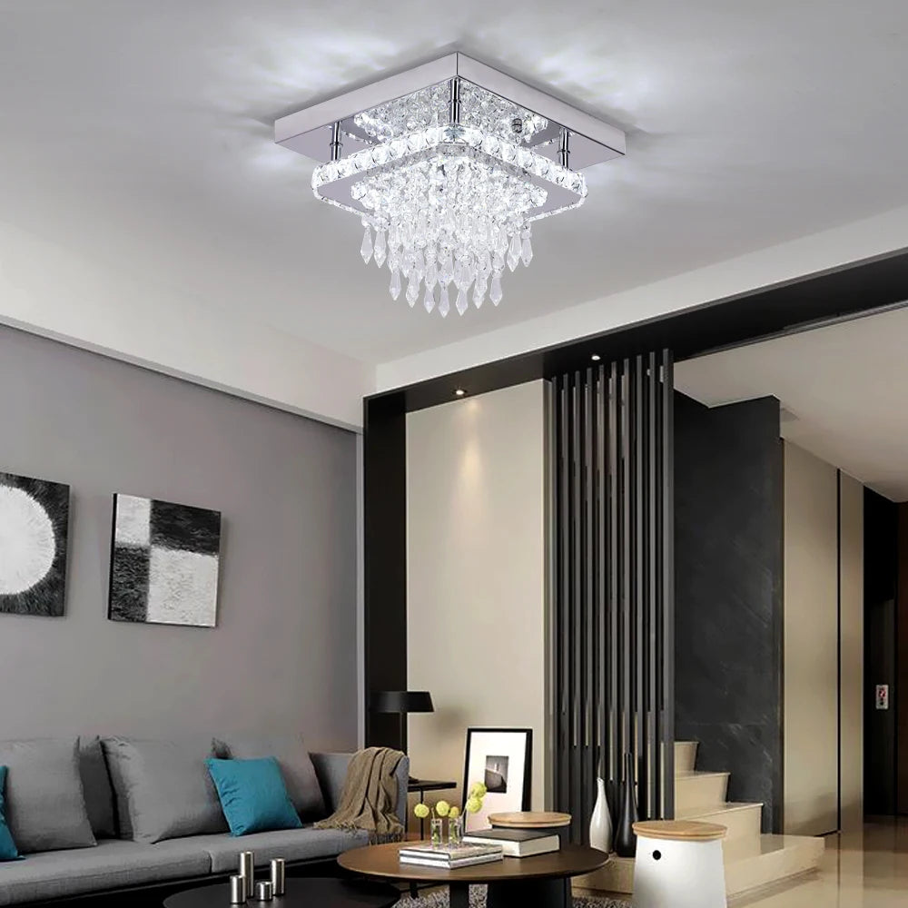 Crystal Flush Mount LED Ceiling Chandelier