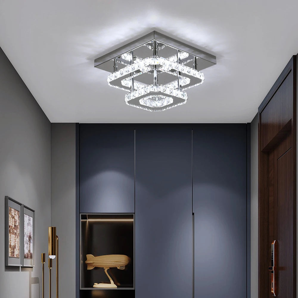 Crystal Flush Mount LED Ceiling Chandelier