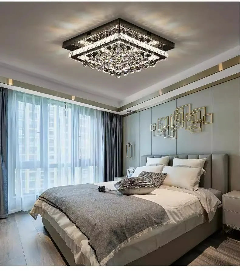 Modern K9 Crystal Flush Mount LED Chandelier