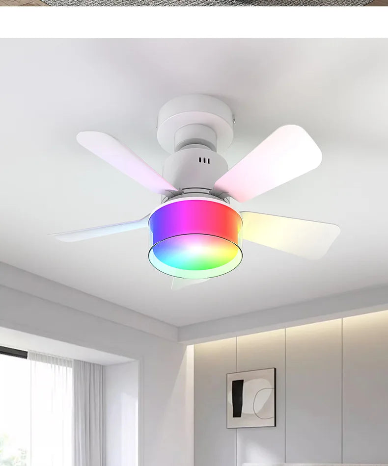 Low Profile RGB Ceiling Fan with Light & Remote Control