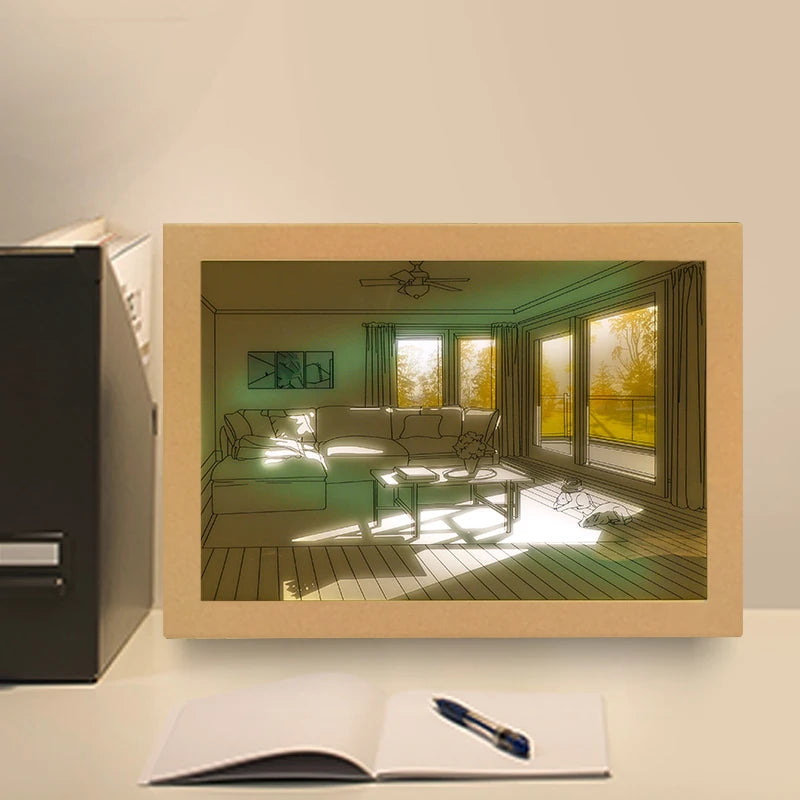 Modern LED Wall Art Light – 3 Color Dimming