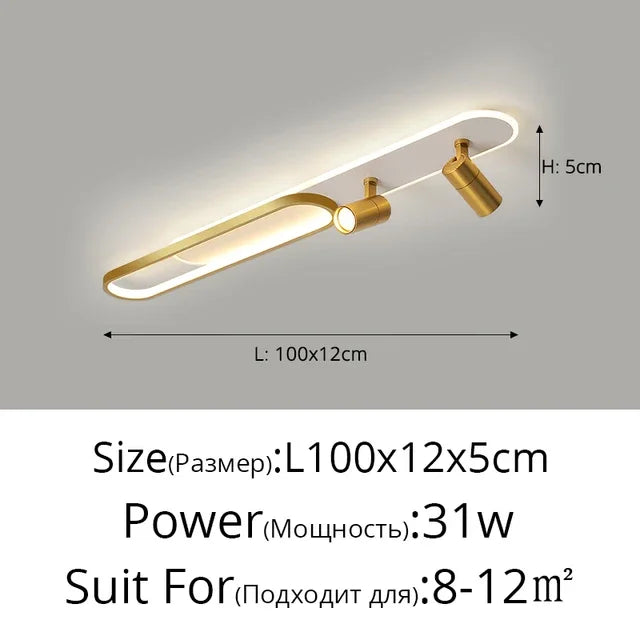 Minimalist LED Track Ceiling Light with Spotlights