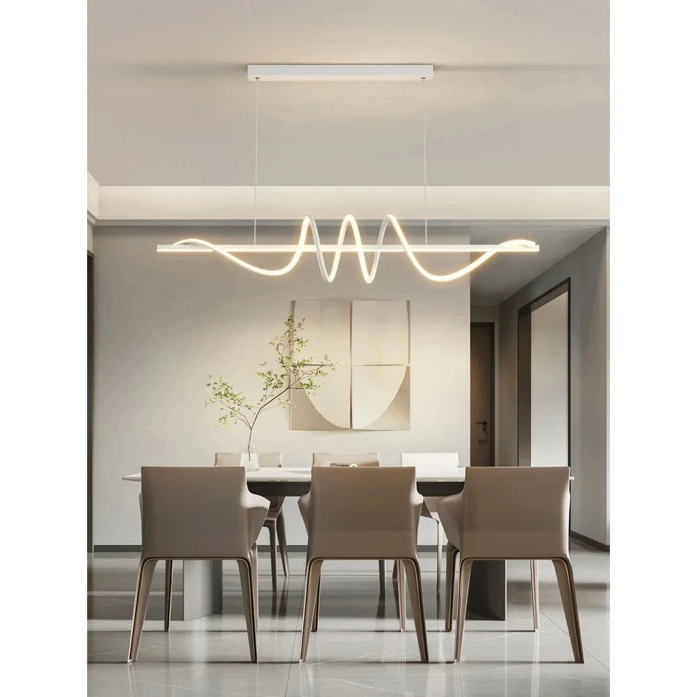 Modern Linear LED Pendant Chandelier – Dining Table